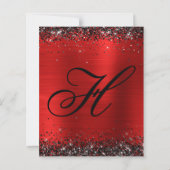 Schwarzes Glitter Roter Folien-Monogramm 50. Gebur (Rückseite)