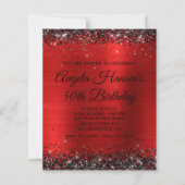 Schwarzes Glitter Roter Folien-Monogramm 50. Gebur (Vorderseite)