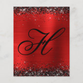 Schwarzes Glitter Roter Folien-Monogramm 50. Gebur Flyer (Hinten)