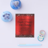 Schwarzes Glitter Roter Folien-Monogramm 50. Gebur Flyer (Einzeln)