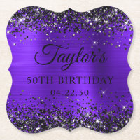 Schwarzes Glitter-Violett-Folie 50. Geburtstag
