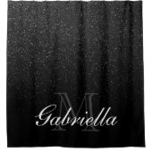 Schwarzes Glitzer-Monogramm Duschvorhang (Vorderseite)