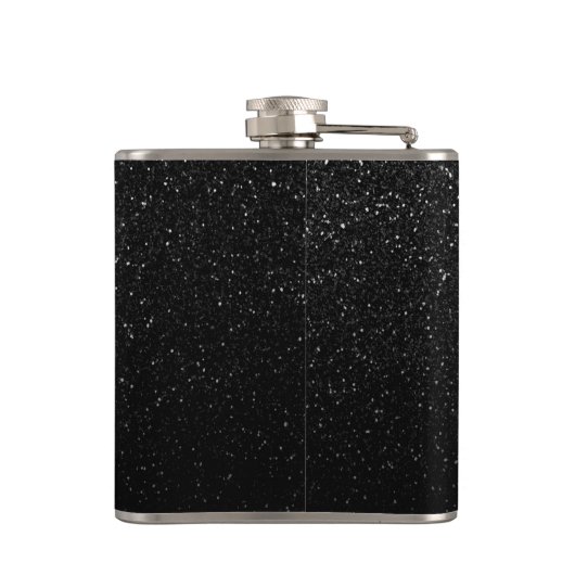 Schwarzes Glitzer-Monogramm Flachmann (Rückseite)