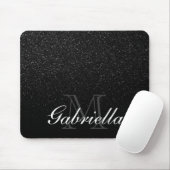 Schwarzes Glitzer-Monogramm Mousepad (Mit Mouse)