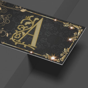 Schwarzes Glitzer-Monogramm  Visitenkarte