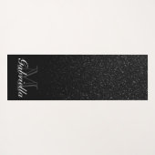Schwarzes Glitzer-Monogramm Yogamatte (Rückseite (Horizontal))