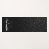 Schwarzes Glitzer-Monogramm Yogamatte (Vorderseite (Horizontal))