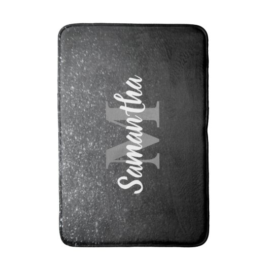 Schwarzes Glitzer-Muster Badematte (Vorderseite Vertikal)