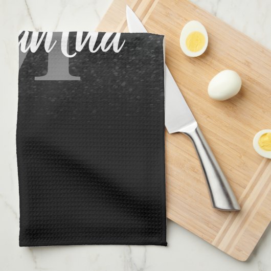 Schwarzes Glitzer-Muster Geschirrtuch (Viertel Falte)