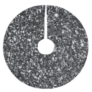 Schwarzes Glitzer-Muster Polyester Weihnachtsbaumdecke