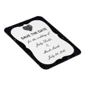 Schwarzes Glitzer Schwarzes Herz speichern Datum M Magnet (Rechte Seite)