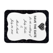 Schwarzes Glitzer Schwarzes Herz speichern Datum M Magnet (Horizontal)