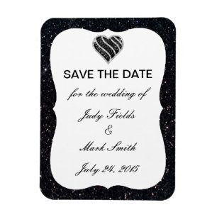 Schwarzes Glitzer Schwarzes Herz speichern Datum M Magnet