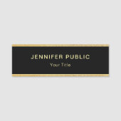 Schwarzes Glitzer-Template Modernes Design Namensschild (Vorderseite)