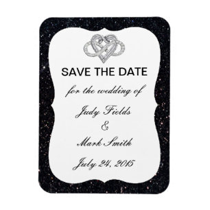 Schwarzes Glitzer Unendliches Herz speichern Sie d Magnet