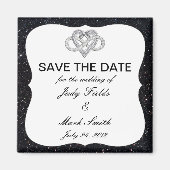 Schwarzes Glitzer Unendliches Herz speichern Sie d Magnet (Vorne)