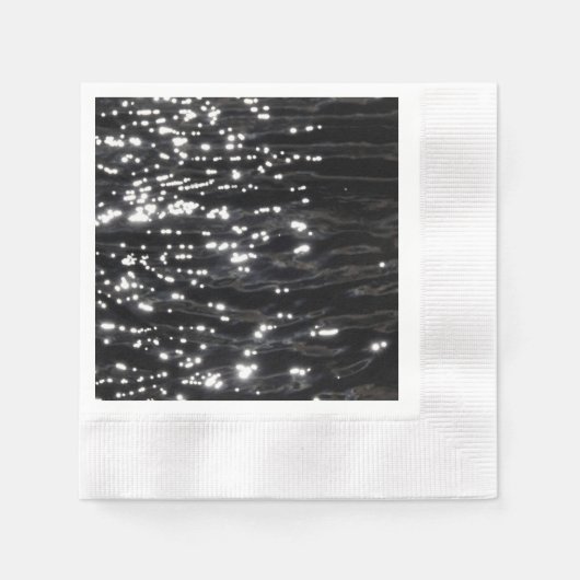 Schwarzes glitzerndes Wasser Serviette (Vorderseite)