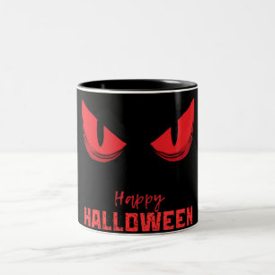 Schwarzes Glück Halloween Beängstigend Staring Red Zweifarbige Tasse