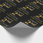 Schwarzes, "GLÜCKLICHES 2. BIRTHDAY" Faltpapier Geschenkpapier (Ecke)