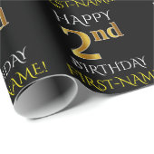 Schwarzes, "GLÜCKLICHES 2. BIRTHDAY" Faltpapier Geschenkpapier (Rolleneckpunkt)