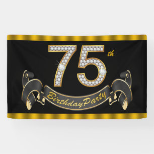 Schwarzes Gold75. Geburtstags-Party Banner