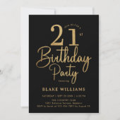 Schwarzes Gold 21. Geburtstag Einladung (Vorderseite)