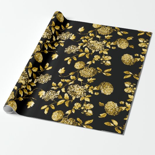 Schwarzes Gold 2 BlumenToile Geschenkpapier (Ungerollt)