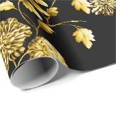 Schwarzes Gold 2 BlumenToile Geschenkpapier (Rolleneckpunkt)