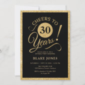 Schwarzes Gold 30. Geburtstag Einladung (Vorderseite)