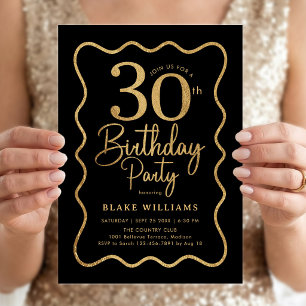 Schwarzes Gold 30. Geburtstag Wellengrenze Einladung