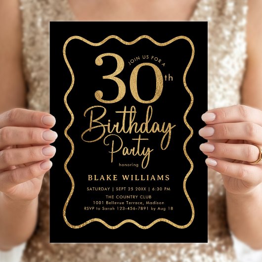 Schwarzes Gold 30. Geburtstag Wellengrenze Einladung