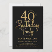 Schwarzes Gold 40. Geburtstag Einladung (Vorderseite)