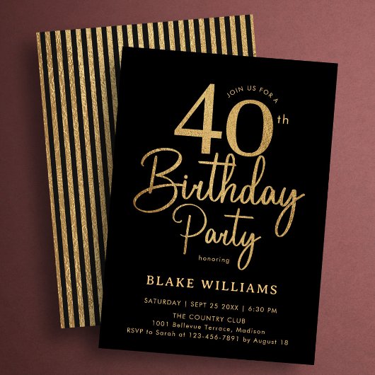Schwarzes Gold 40. Geburtstag Einladung