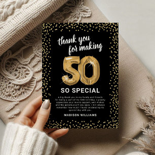 Schwarzes Gold 50. Erwachsener Geburtstag Dankeskarte