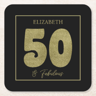 Schwarzes Gold 50 & Fabelhafte Party  Rechteckiger Pappuntersetzer