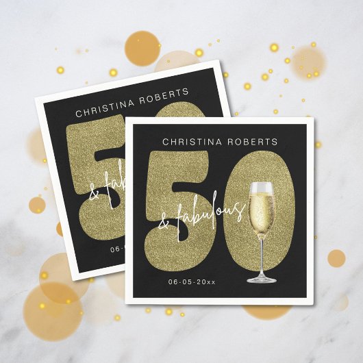 Schwarzes Gold 50 & Fantastischer Geburtstag  Serviette