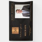 Schwarzes Gold 50. Geburtstag Foto Party Banner (Vertikal)