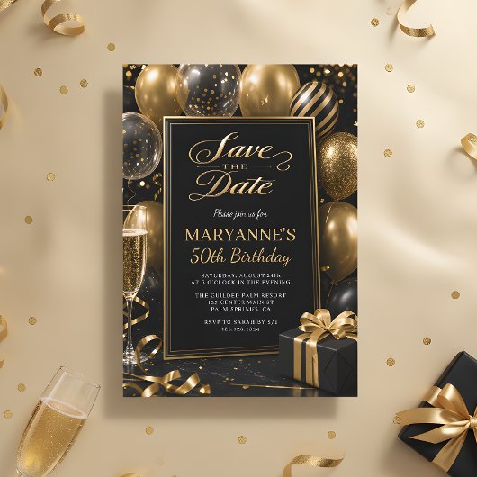 Schwarzes Gold 50. Geburtstag Save The Date