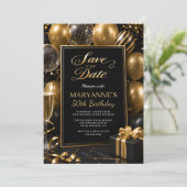 Schwarzes Gold 50. Geburtstag Save The Date (Stehend Vorderseite)