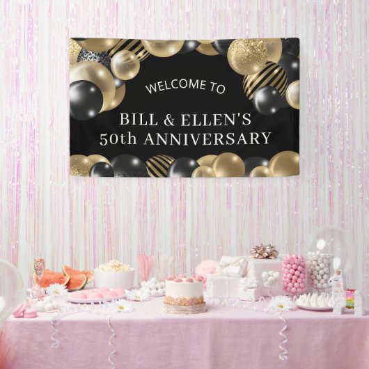 Schwarzes Gold 50 Jahre Jubiläum Willkommen Banner (Party)