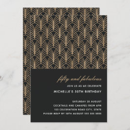 Schwarzes Gold 50 und fabelhaftes Art Deco Foto 50 Einladung