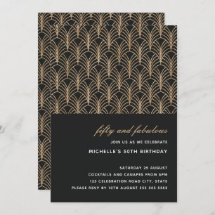 Schwarzes Gold 50 und fabelhaftes Art Deco Foto 50 Einladung