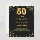 Schwarzes Gold 50. wunderbare Geburtstagseinladung (Vorderseite)