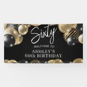 Schwarzes Gold 60. Geburtstags-Willkommen Banner (Horizontal)
