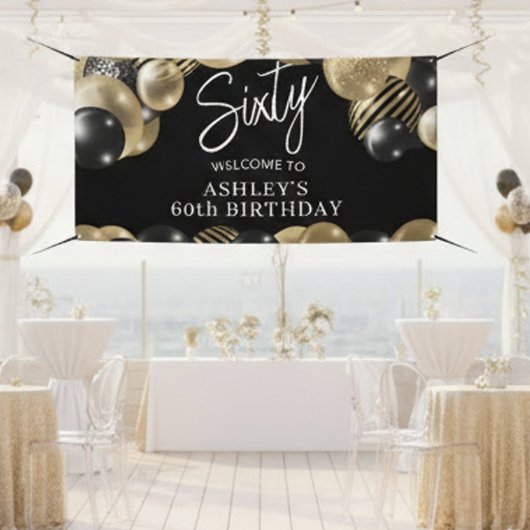 Schwarzes Gold 60. Geburtstags-Willkommen Banner