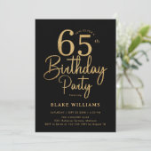 Schwarzes Gold 65. Geburtstag Einladung (Stehend Vorderseite)