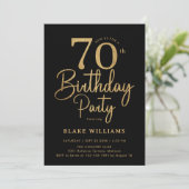 Schwarzes Gold 70. Geburtstag Einladung (Stehend Vorderseite)