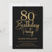 Schwarzes Gold 80. Geburtstag Einladung (Vorderseite)