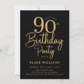 Schwarzes Gold 90. Geburtstag Einladung (Vorderseite)