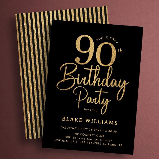 Schwarzes Gold 90. Geburtstag Einladung
